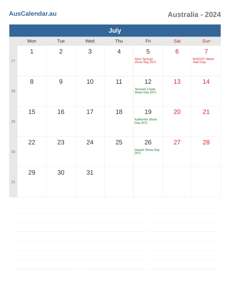 Calendar 2024 July