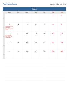 Calendar 2024 June
