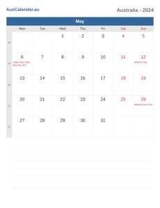 Calendar 2024 May