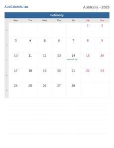 Calendar 2025 February