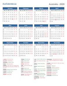 Calendar 2029