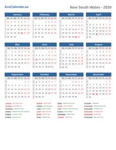 Calendar 2029