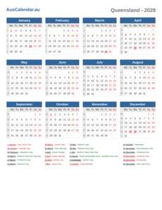 Calendar 2029