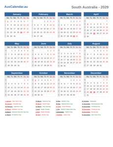 Calendar 2029