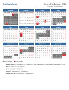 School Holidays 2027