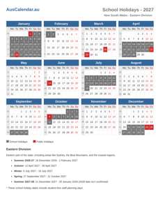 School Holidays 2027