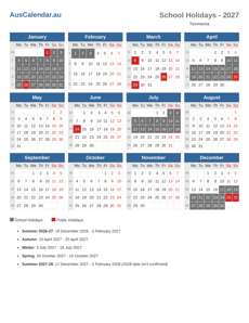 School Holidays 2027