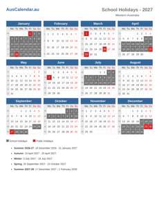 School Holidays 2027